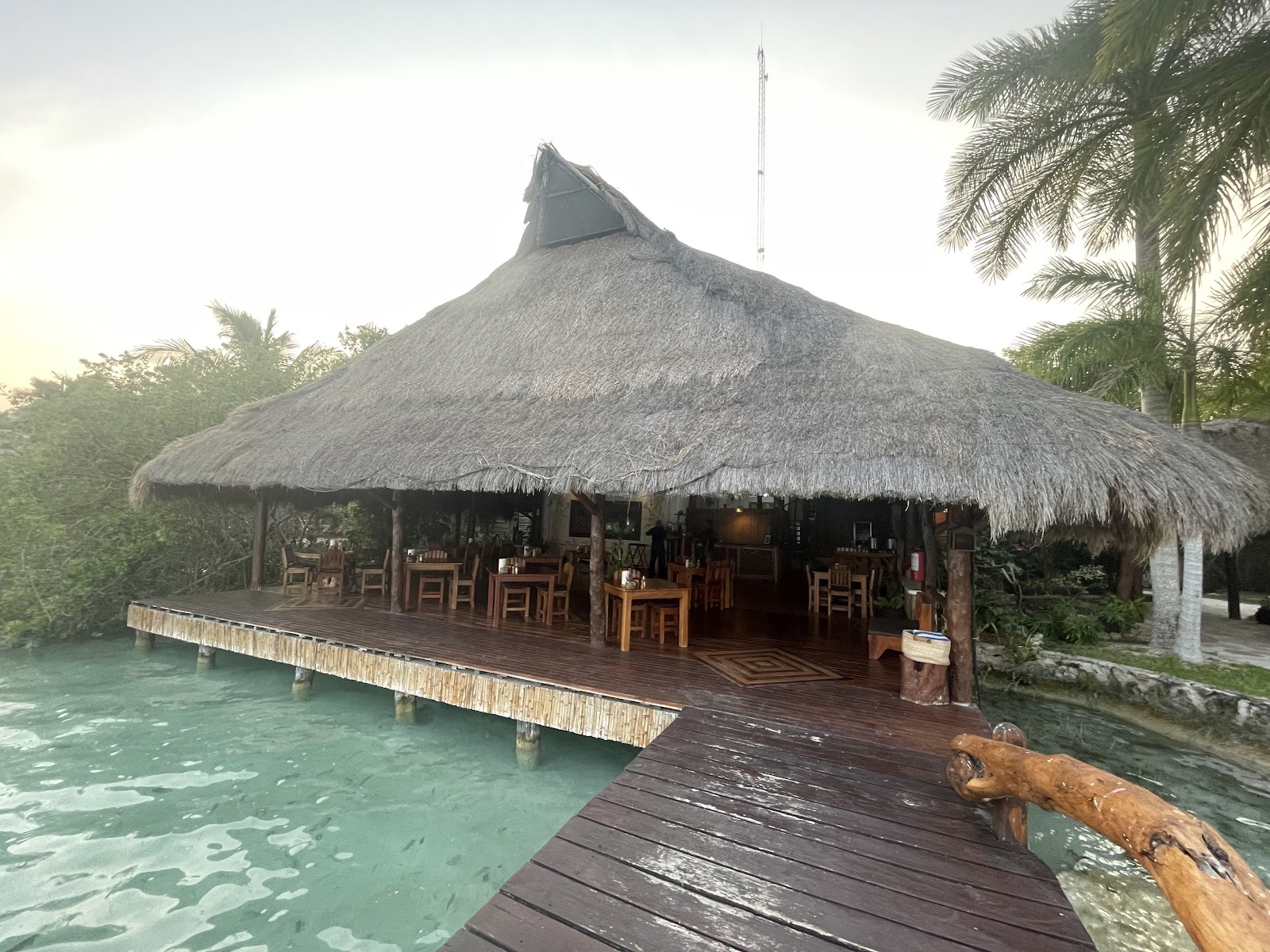 Akalki Hotel Bacalar overwater villa — aerial