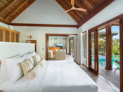 Amilla Maldives overwater villa — aerial