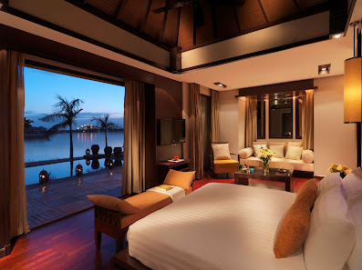 Anantara The Palm Dubai Resort overwater villa — aerial