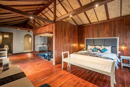 Authentic Khmer Village Resort overwater villa — aerial
