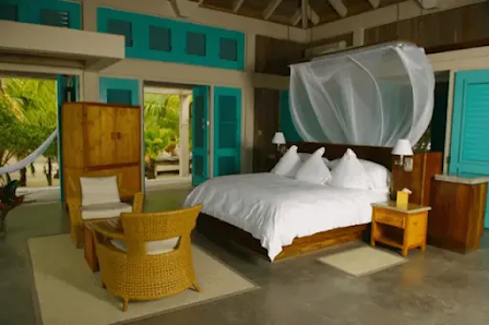 Cayo Espanto overwater villa — aerial
