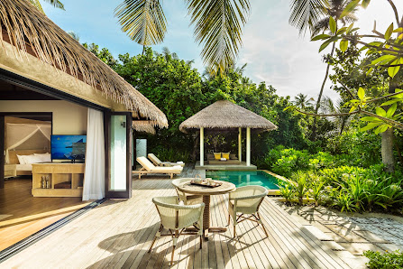COMO Maalifushi, The Maldives overwater villa — aerial