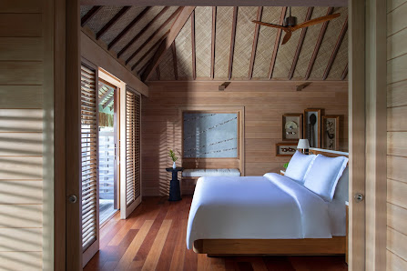 Four Seasons Resort Bora Bora overwater villa — aerial