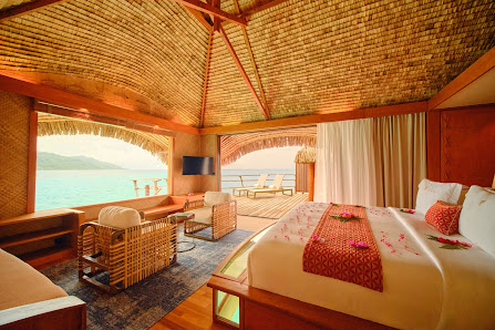 Le Taha'a by Pearl Resorts overwater villa — aerial