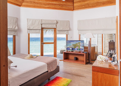 Niva Kuramathi Maldives overwater villa — aerial