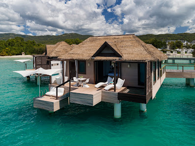 Sandals South Coast overwater villa — aerial