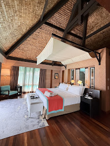 The St. Regis Bora Bora Resort overwater villa — aerial